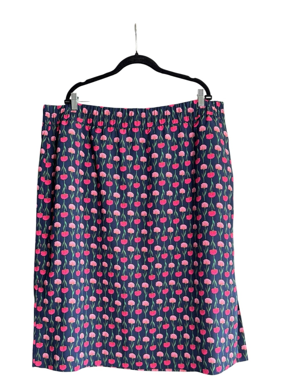 J.Crew Floral Midi Skirt 2X Navy Pink Cottagecore Garden Party Preppy Chic